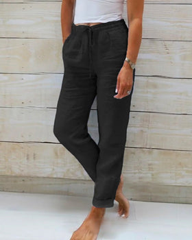NOUVEAU RICHE Bequeme Damenhose Mit Elastischem Bund Leicht Atmungsaktiv Schwarz