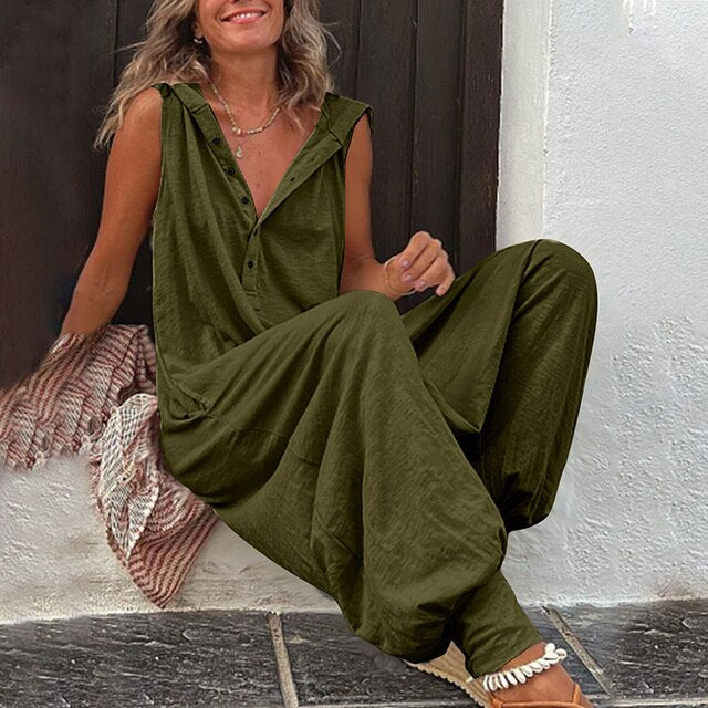NOUVEAU RICHE Bequemer Damen Jumpsuit Nova Vielseitiger Einteiler Für Jeden Anlass Ideal Für Arbeit Und Freizeit Olivgrün