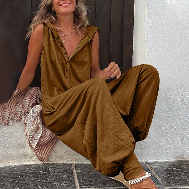 NOUVEAU RICHE Bequemer Damen Jumpsuit Nova Vielseitiger Einteiler Für Jeden Anlass Ideal Für Arbeit Und Freizeit Braun