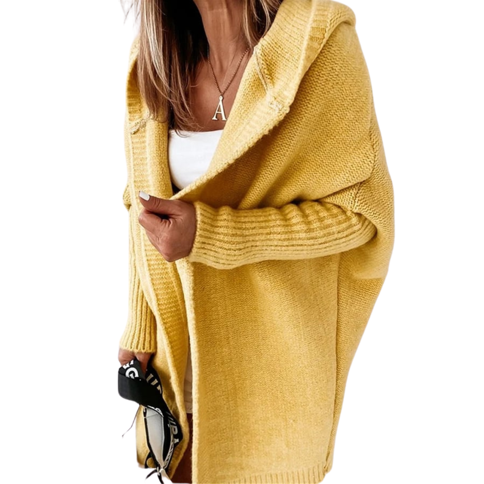 NOUVEAU RICHE Bequemer Mittellanger Cardigan Damen Mit Farbigen Nähten Gelb