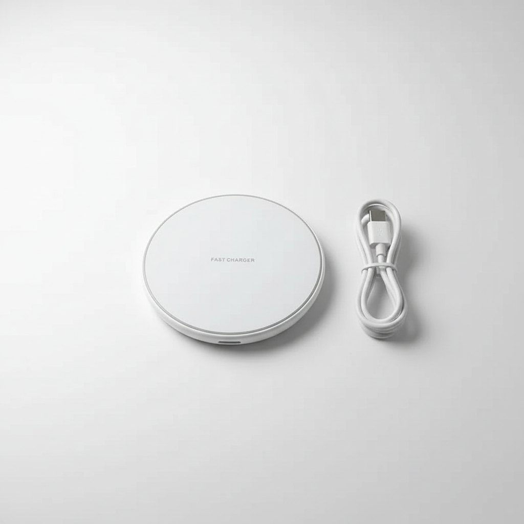 NOUVEAU RICHE Kabelloses Ladegerät 30W – Induktive Schnellladestation für iPhone, Samsung & Xiaomi, Weiss oder Schwarz – QuickCharge Weiss Mit Kabel