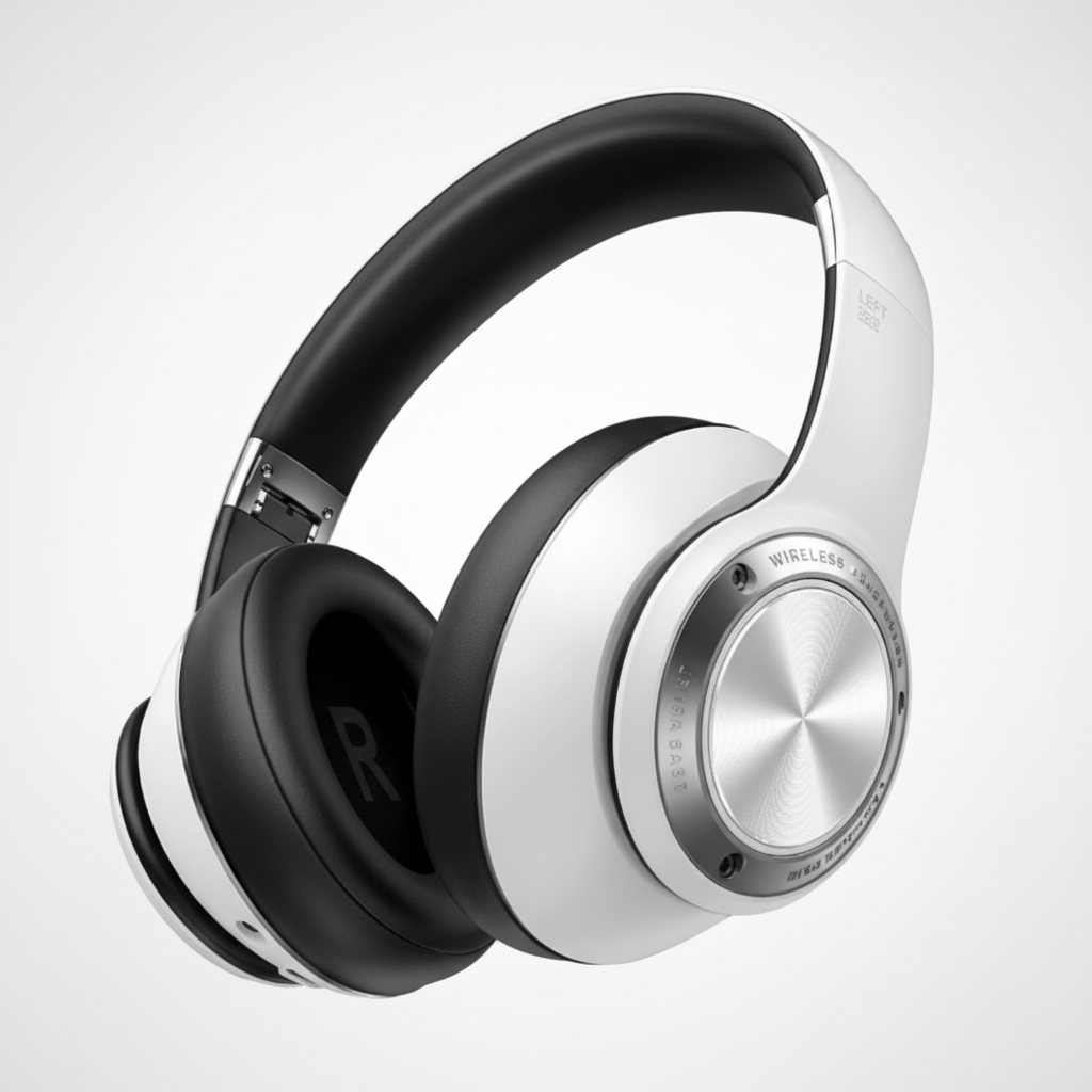 NOUVEAU RICHE Kabellose Kopfhörer – Faltbare Over-Ear Bluetooth Kopfhörer mit ANC, tiefer Bass, 30 h Akku – SoundFold Weiss