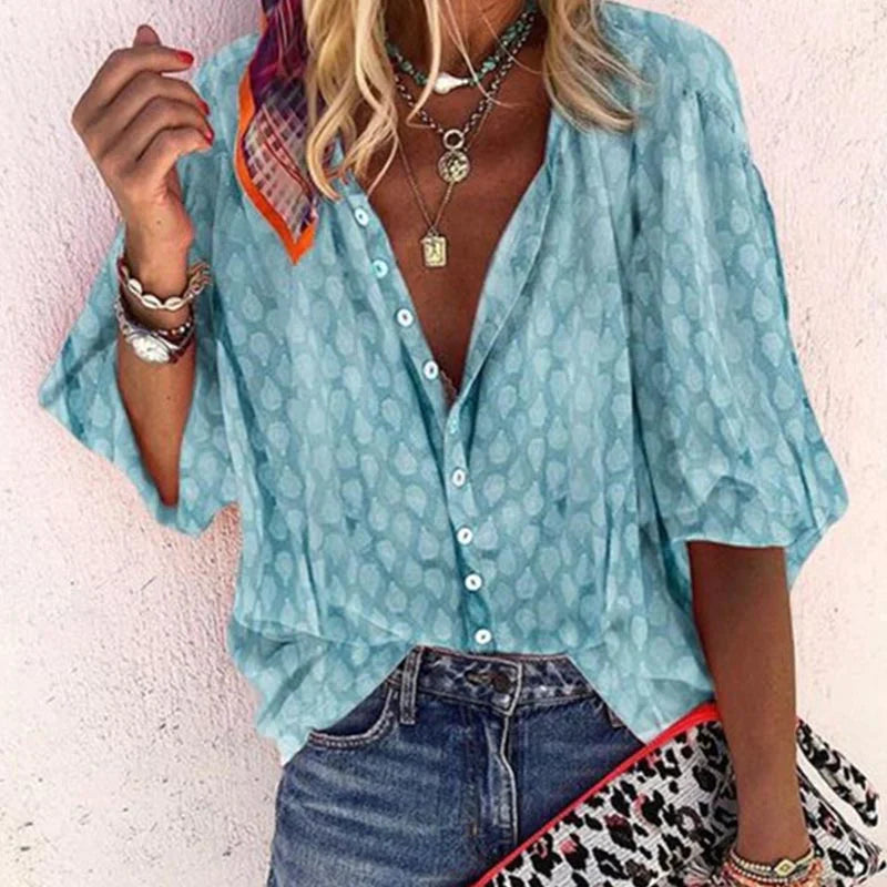 NOUVEAU RICHE Billie | Leichte und trendige Sommerbluse Blau