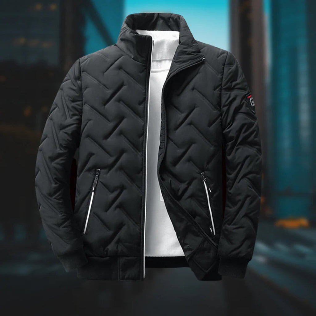 NOUVEAU RICHE Pufferjacke Herren Winter Warm Gefüttert Klassisch Schwarz