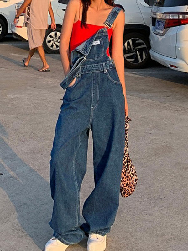 NOUVEAU RICHE Blauer Boyfriend Latzhose Mit Vintage Waschungseffekt L