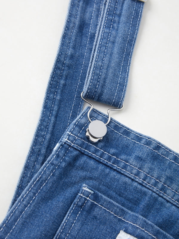 NOUVEAU RICHE Blauer Boyfriend Latzhose Mit Vintage Waschungseffekt