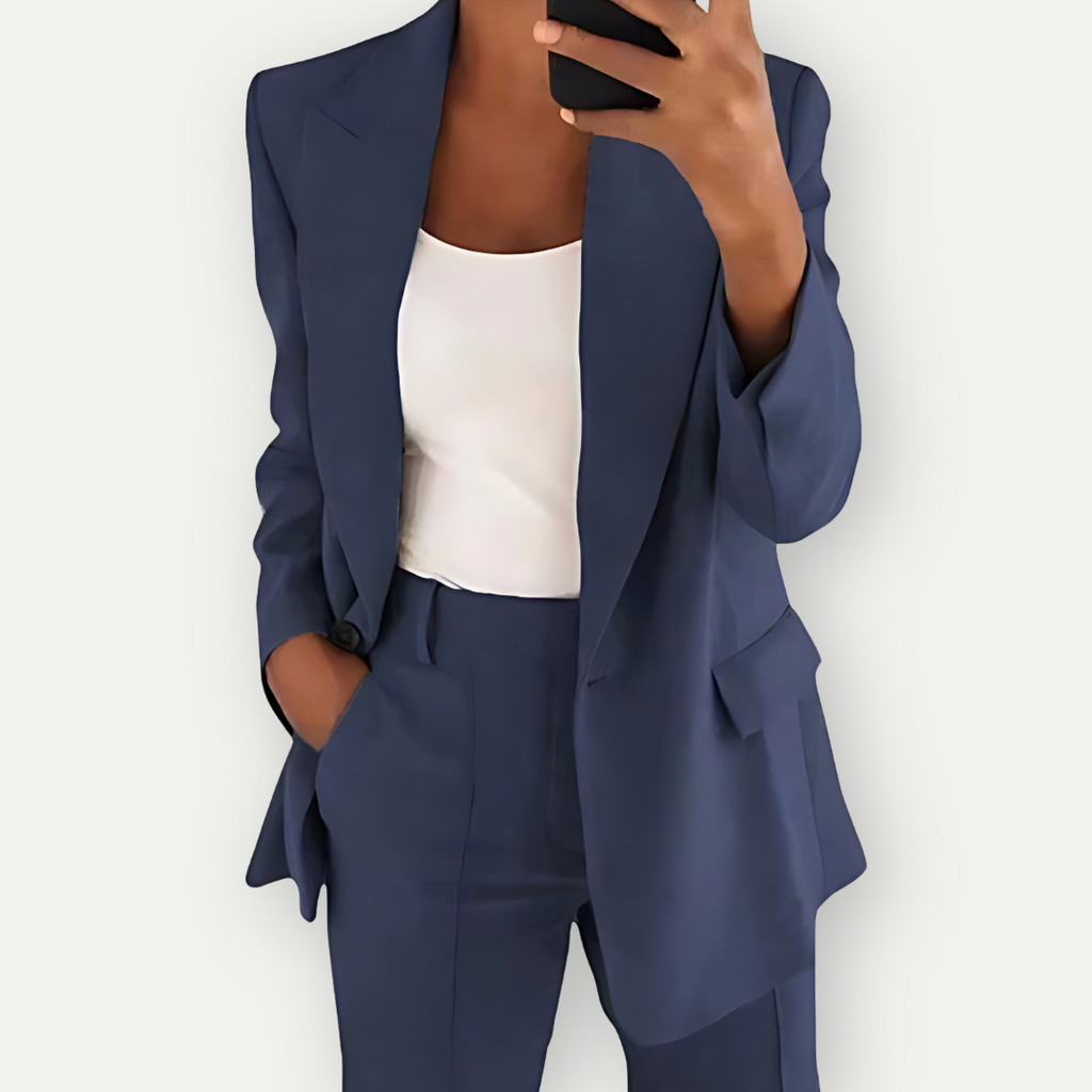 NOUVEAU RICHE Blazer Set Zweiteiler Elegant Anzug Für Arbeit Und Events Dunkelblau