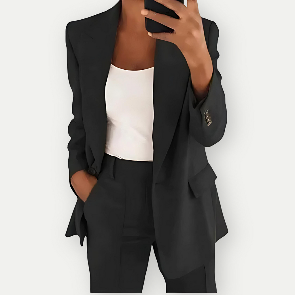 NOUVEAU RICHE Blazer Set Zweiteiler Elegant Anzug Für Arbeit Und Events Schwarz
