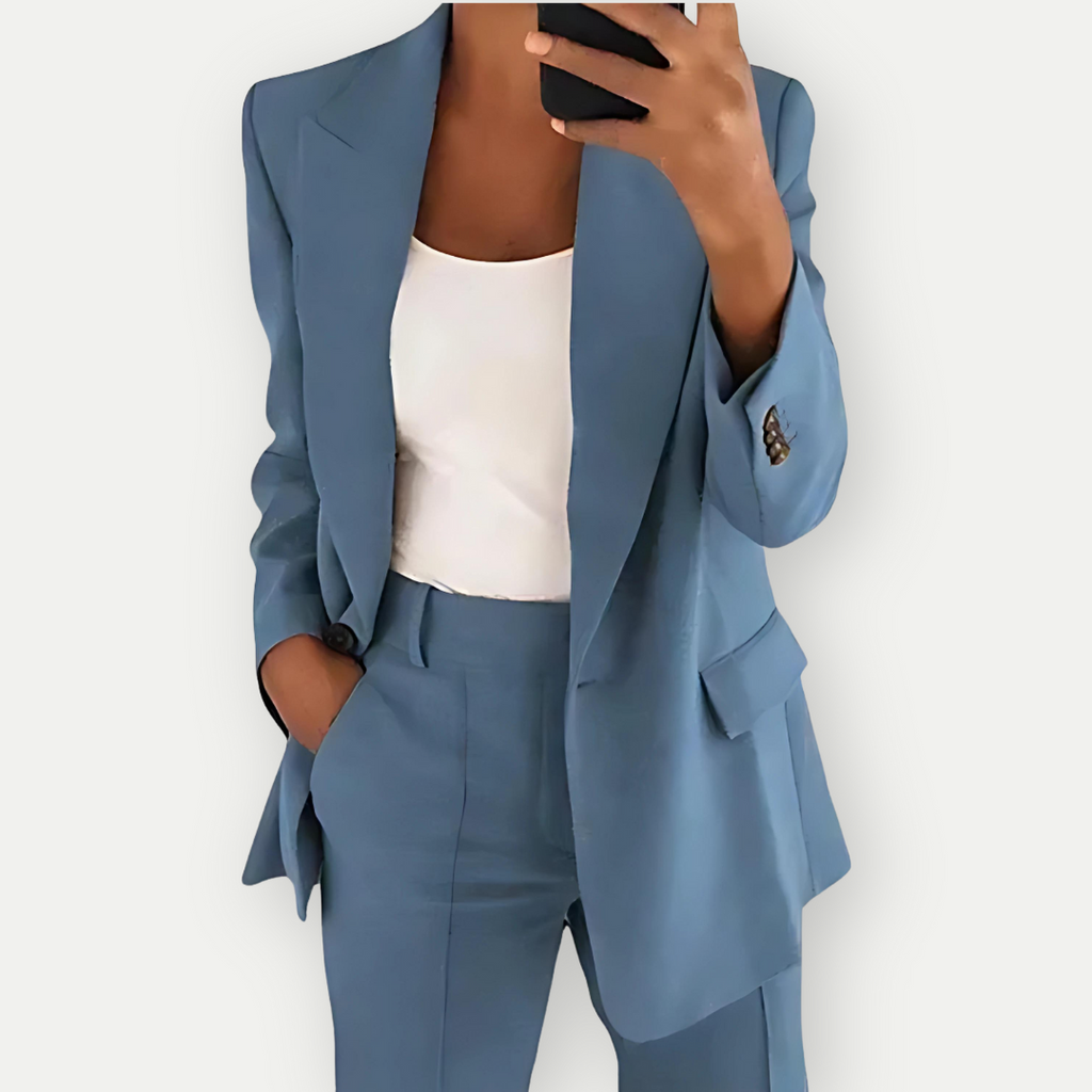 NOUVEAU RICHE Blazer Set Zweiteiler Elegant Anzug Für Arbeit Und Events Blau