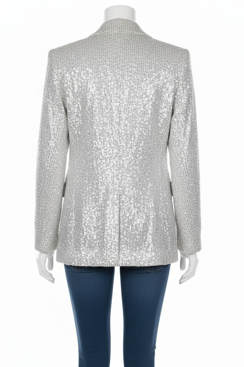Glitzernder Pailletten Blazer Mit Langen Ärmeln Und Revers Für Damen – Auffällige Party-Oberbekleidung Für Besondere Anlässe