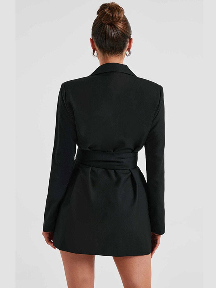 NOUVEAU RICHE Elegantes Damen Blazerkleid Mit Taillierter Passform Minilänge V Ausschnitt Und Langen Ärmeln Für Schicke Anlässe
