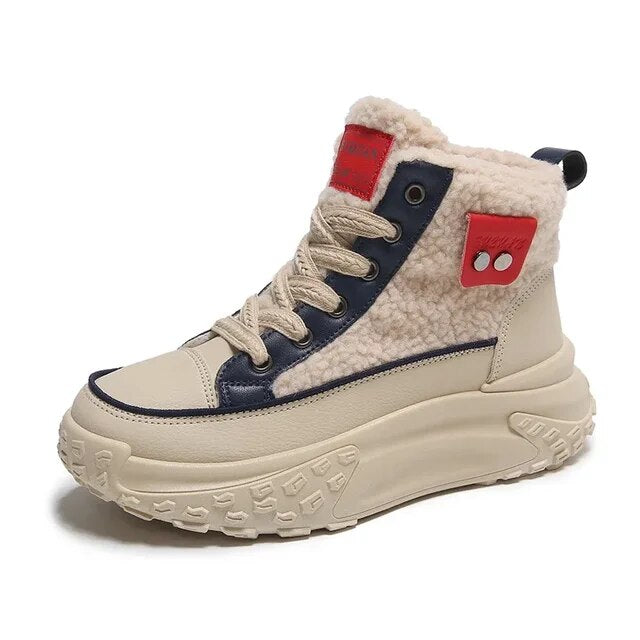 NOUVEAU RICHE Schneestiefel Damen Dicker Warmer Sohle Für Winter Komfort Blau