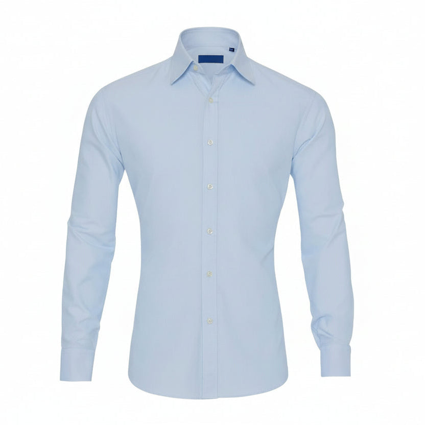 NOUVEAU RICHE Hemd Zip Fit Verdeckter Reißverschluss Schlank Silhouette Hellblau