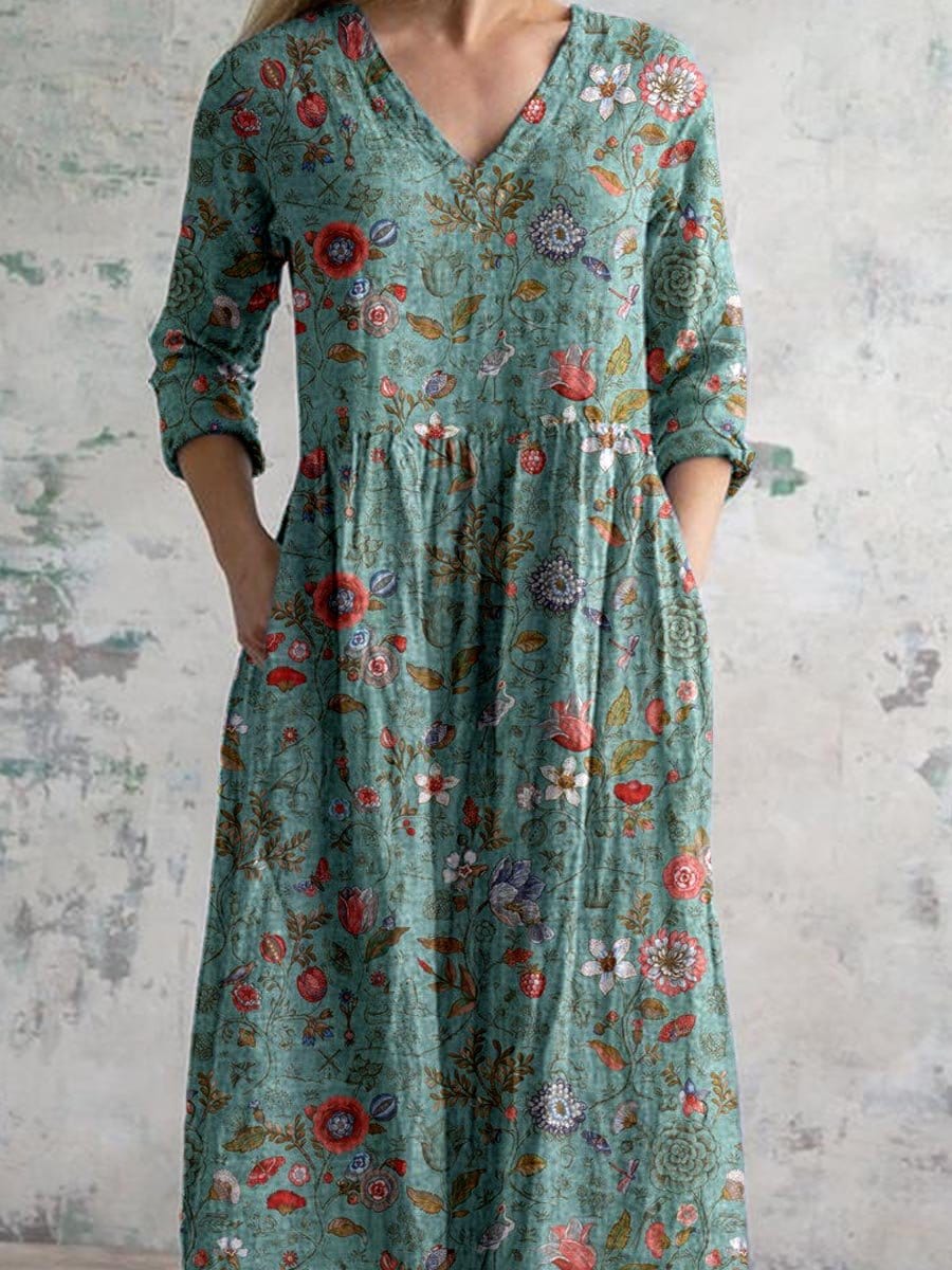 NOUVEAU RICHE Blumenkleid V Ausschnitt Elegantes Damenkleid Gartenparty