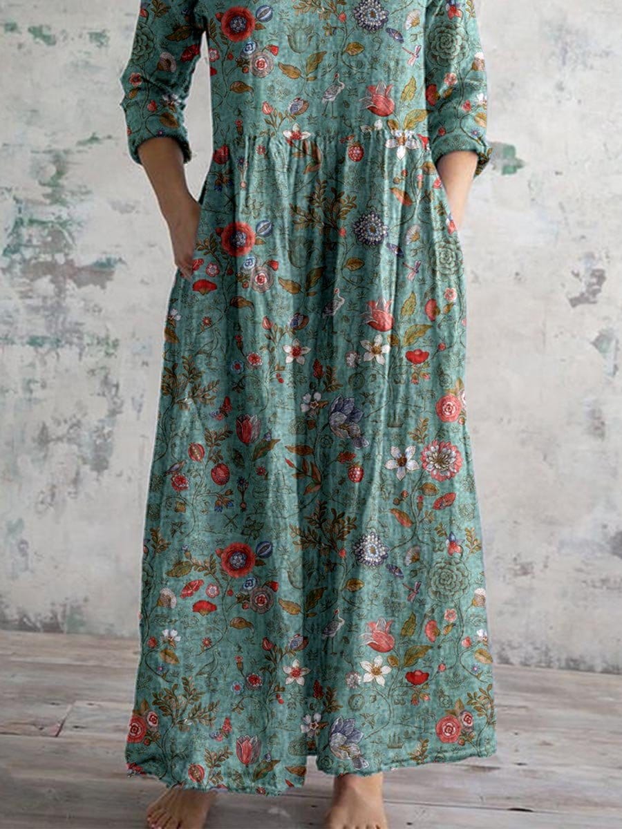NOUVEAU RICHE Blumenkleid V Ausschnitt Elegantes Damenkleid Gartenparty