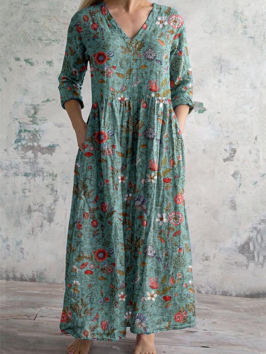 NOUVEAU RICHE Blumenkleid V Ausschnitt Elegantes Damenkleid Gartenparty