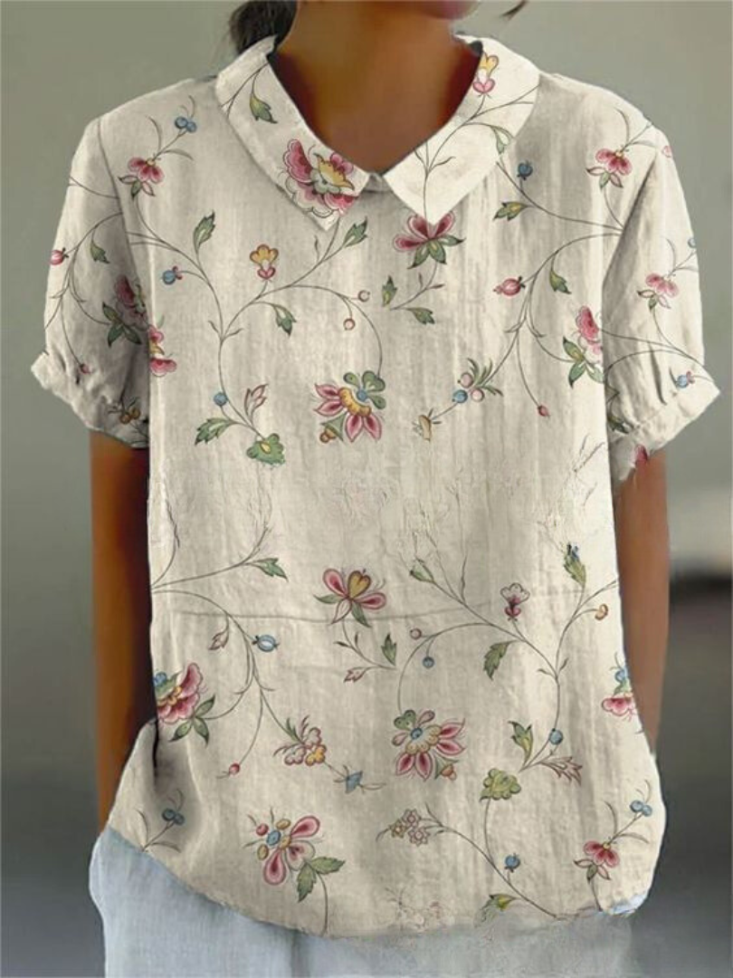NOUVEAU RICHE Bluse Mit Blumendruck Und Kragen Leichter Stoff Weich Aprikose