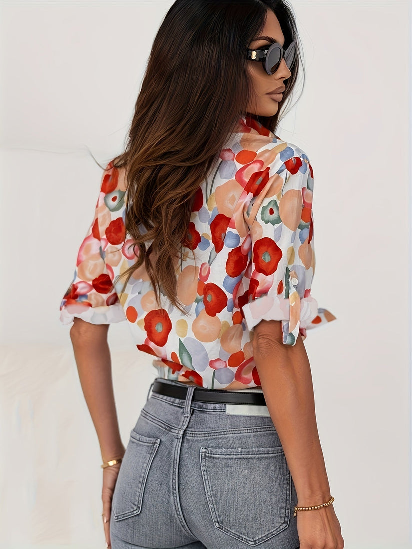 NOUVEAU RICHE Bluse Mit Blumenmuster Und Knopfverschluss Lockerer Passform