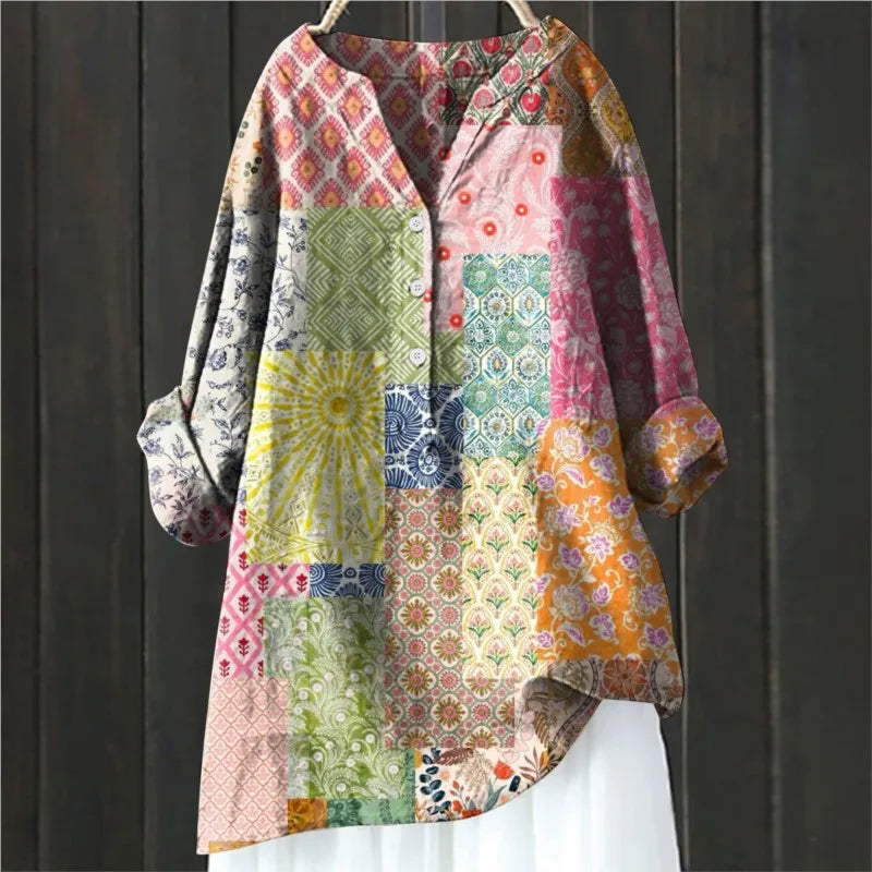 NOUVEAU RICHE Bluse Weiche Florales Muster Mit Knöpfen Fließendem Schnitt Mehrfarbig