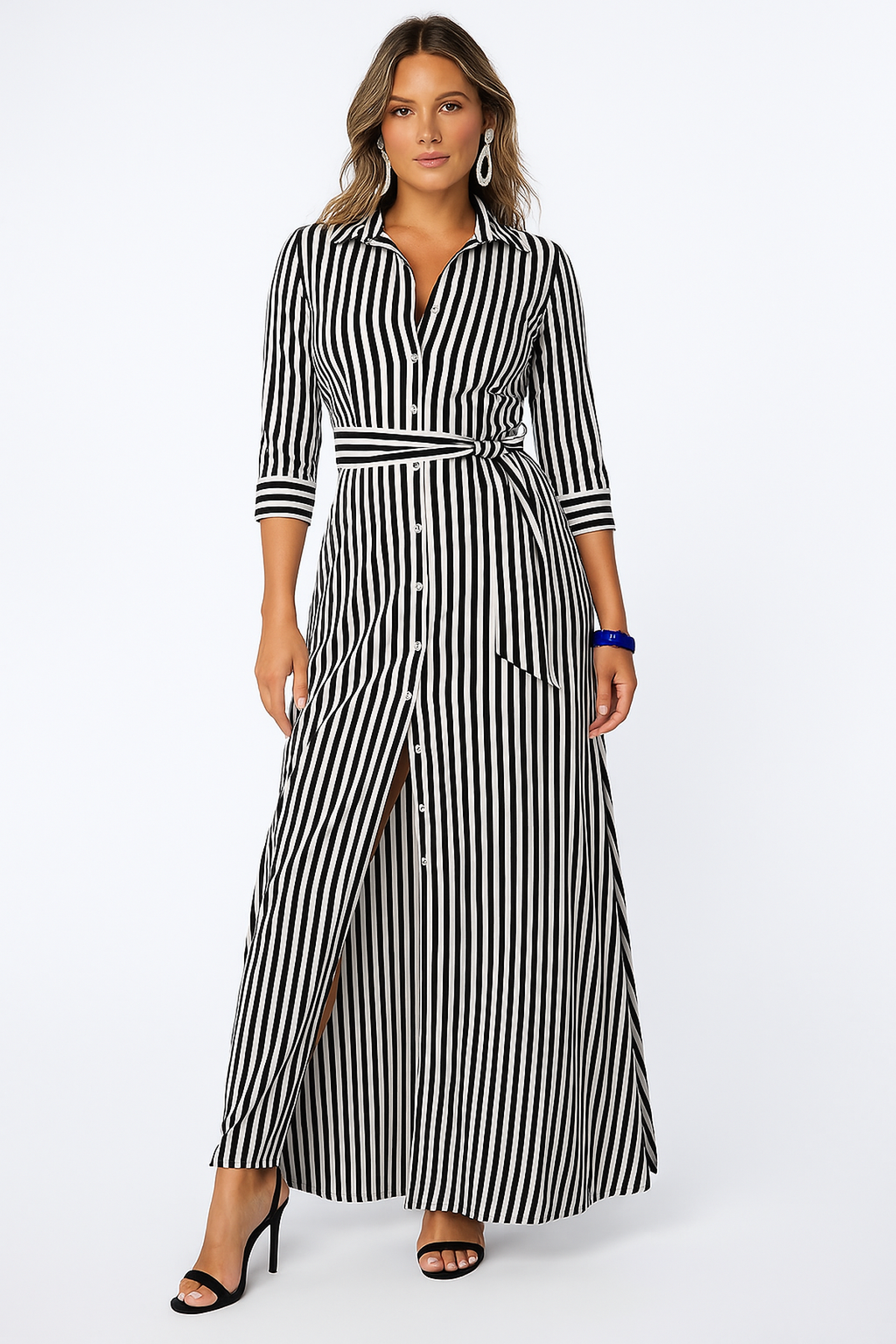 NOUVEAU RICHE Elegantes Maxikleid Mit Taillierter Passform Und Print Schwarz