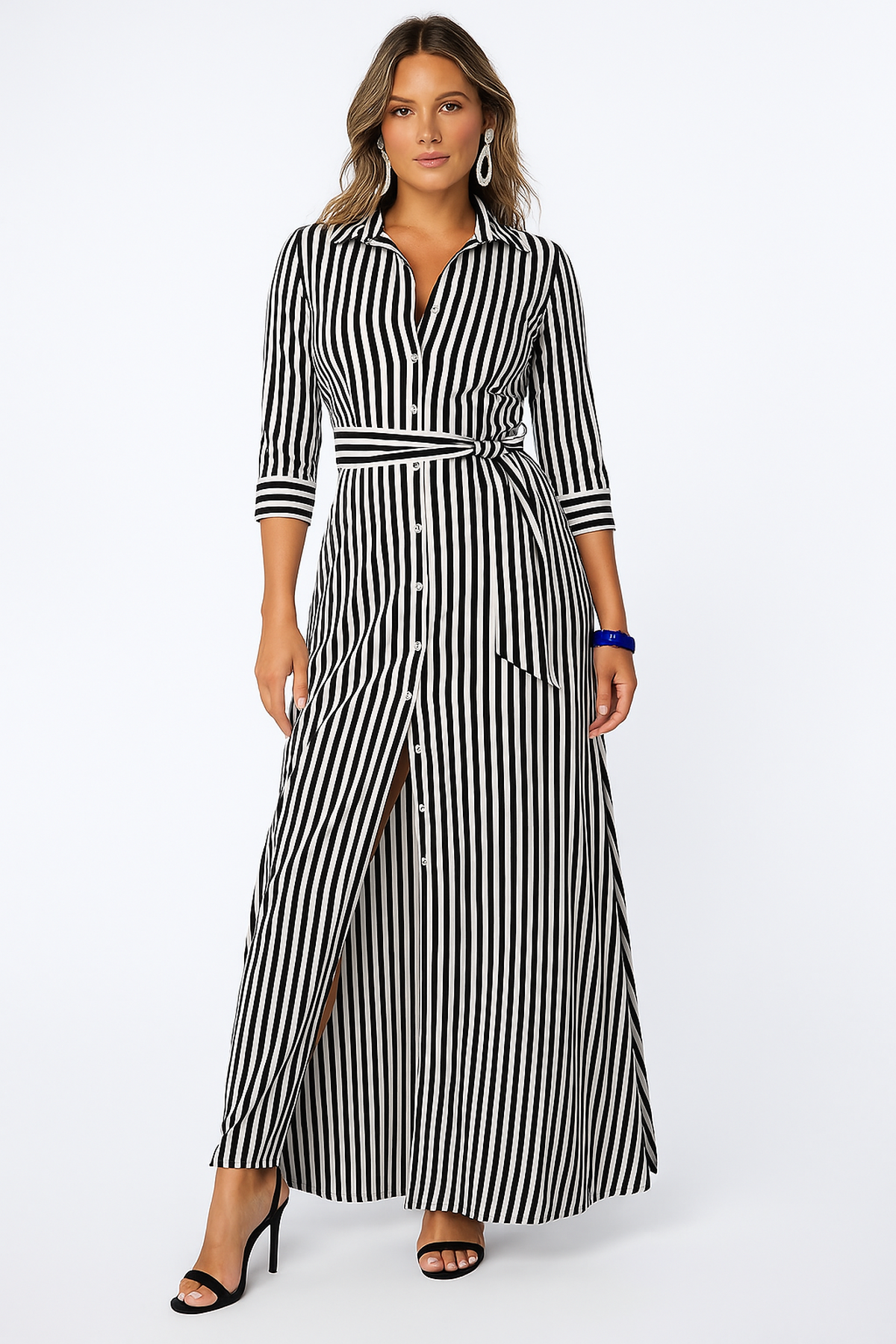 NOUVEAU RICHE Elegantes Maxikleid Mit Taillierter Passform Und Print Schwarz