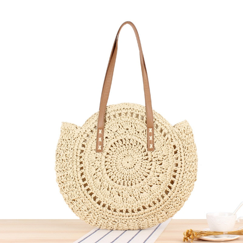 NOUVEAU RICHE Bohème Strohtasche Aus Naturstroh Ideal Für Sommeroutfits Hellbeige
