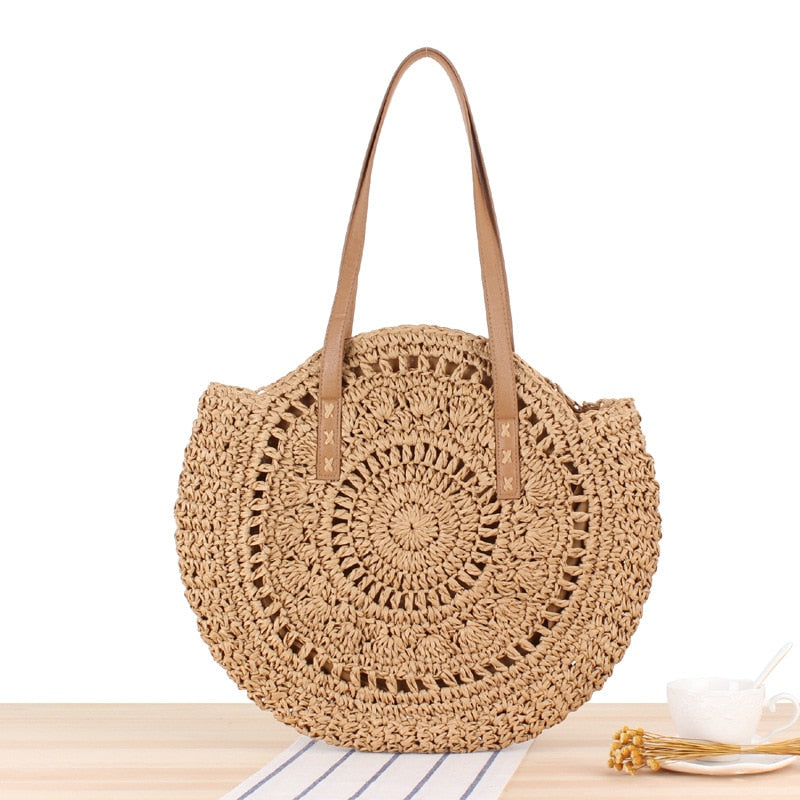 NOUVEAU RICHE Bohème Strohtasche Aus Naturstroh Ideal Für Sommeroutfits Beige