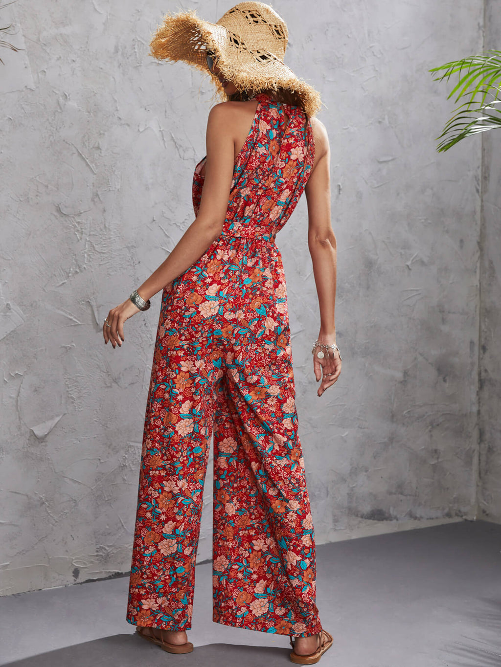 NOUVEAU RICHE Bohemian Print Ärmellose Jumpsuits Mit Kordelzug Lässig