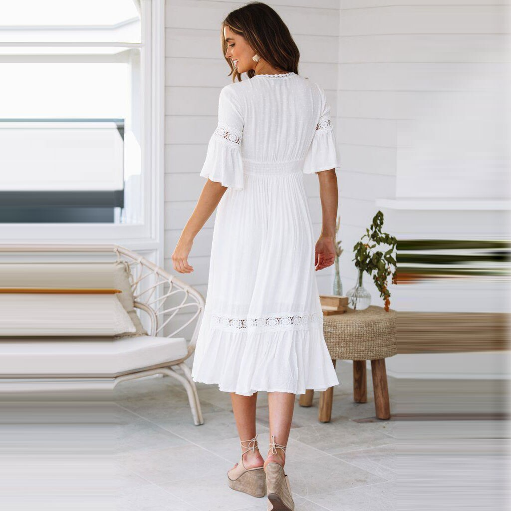 NOUVEAU RICHE Boho Langes Spitzenkleid Im Bohème Stil Sexy Sommerlook