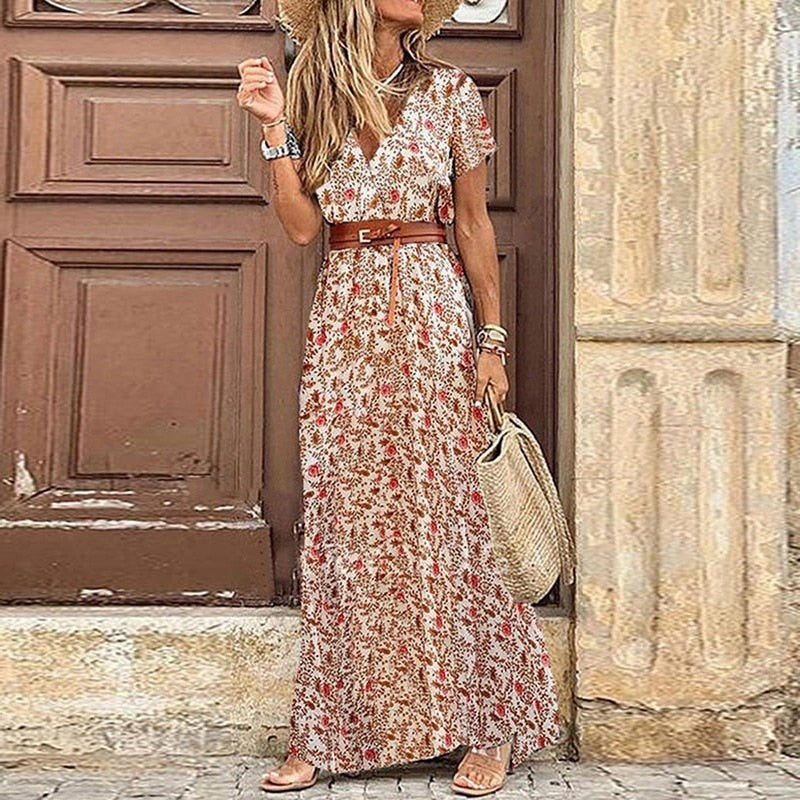 NOUVEAU RICHE Boho Vintage Kleid Für Damen Mit Vielseitigem Print