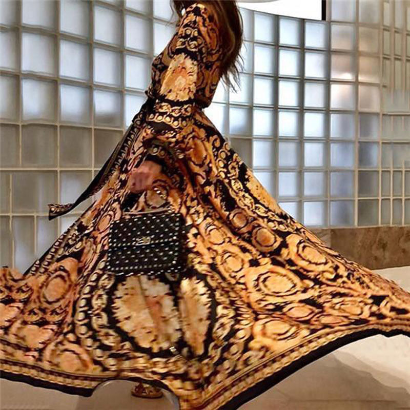 NOUVEAU RICHE Boho Wickel Sommerkleid Mit Schlitz Und Langen Ärmeln Für Elegante Sommerlooks