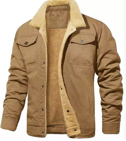 NOUVEAU RICHE Herren Bomberjacke Warme Winterjacke Winddicht Stilvoll Khaki
