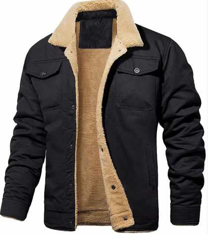NOUVEAU RICHE Bomberjacke Herren Gefüttert Winterjacke Warm Winddicht Schwarz