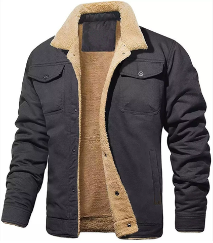 NOUVEAU RICHE Bomberjacke Herren Gefüttert Winterjacke Warm Winddicht Dunkelgrau