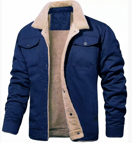 NOUVEAU RICHE Herren Bomberjacke Warme Winterjacke Winddicht Stilvoll Marineblau