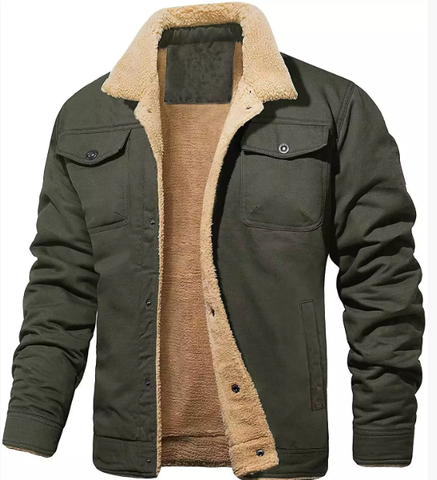 NOUVEAU RICHE Bomberjacke Herren Gefüttert Winterjacke Warm Winddicht Armeegrün