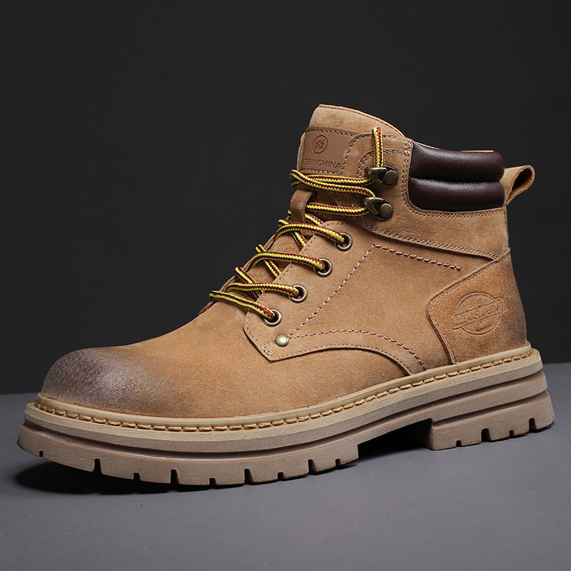 NOUVEAU RICHE Braune Leder Arbeitsstiefel Für Herren Robust Wetterfest Und Vielseitig Für Baustellen Wanderungen Und Freizeit Braun