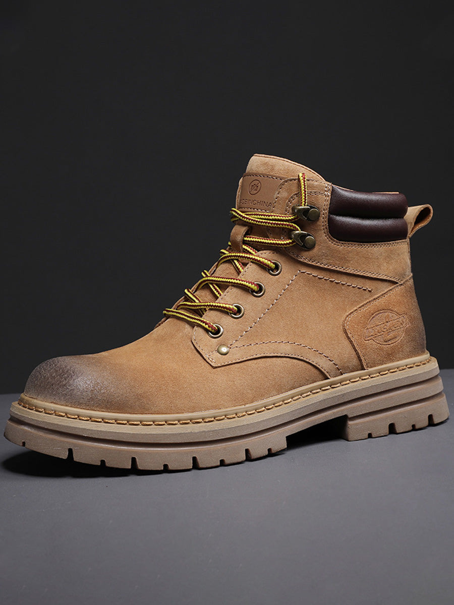 NOUVEAU RICHE Braune Leder Arbeitsstiefel Für Herren Robust Wetterfest Und Vielseitig Für Baustellen Wanderungen Und Freizeit