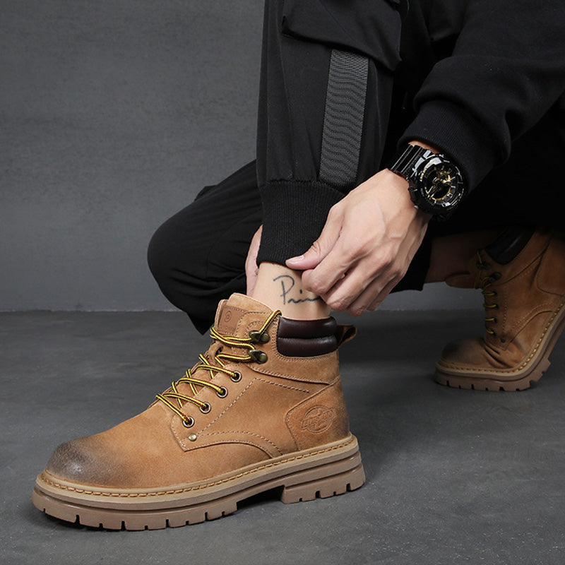 NOUVEAU RICHE Braune Leder Arbeitsstiefel Für Herren Robust Wetterfest Und Vielseitig Für Baustellen Wanderungen Und Freizeit