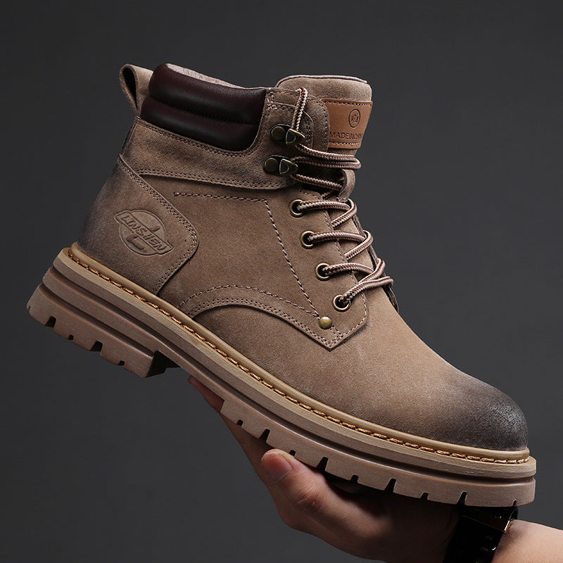 NOUVEAU RICHE Braune Leder Arbeitsstiefel Für Herren Robust Wetterfest Und Vielseitig Für Baustellen Wanderungen Und Freizeit