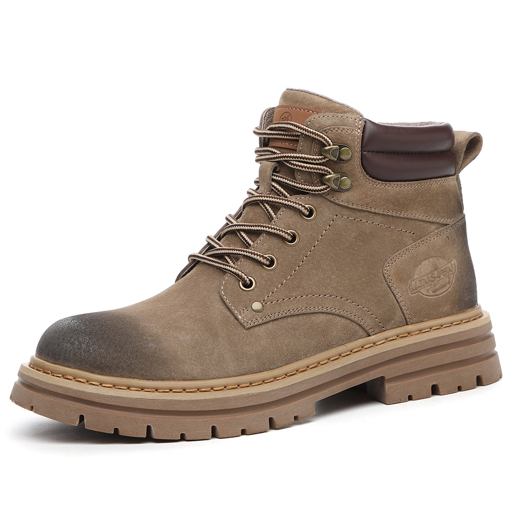 NOUVEAU RICHE Braune Leder Arbeitsstiefel Für Herren Robust Wetterfest Und Vielseitig Für Baustellen Wanderungen Und Freizeit