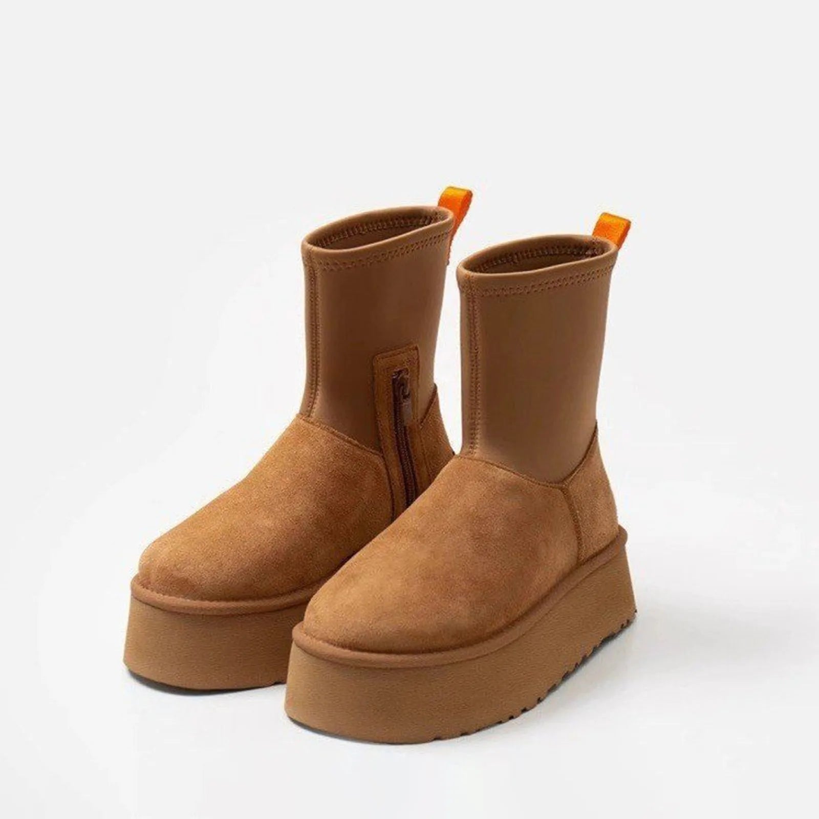 NOUVEAU RICHE Damen Schneestiefel Braun Wildleder Gothic-Stil Damen