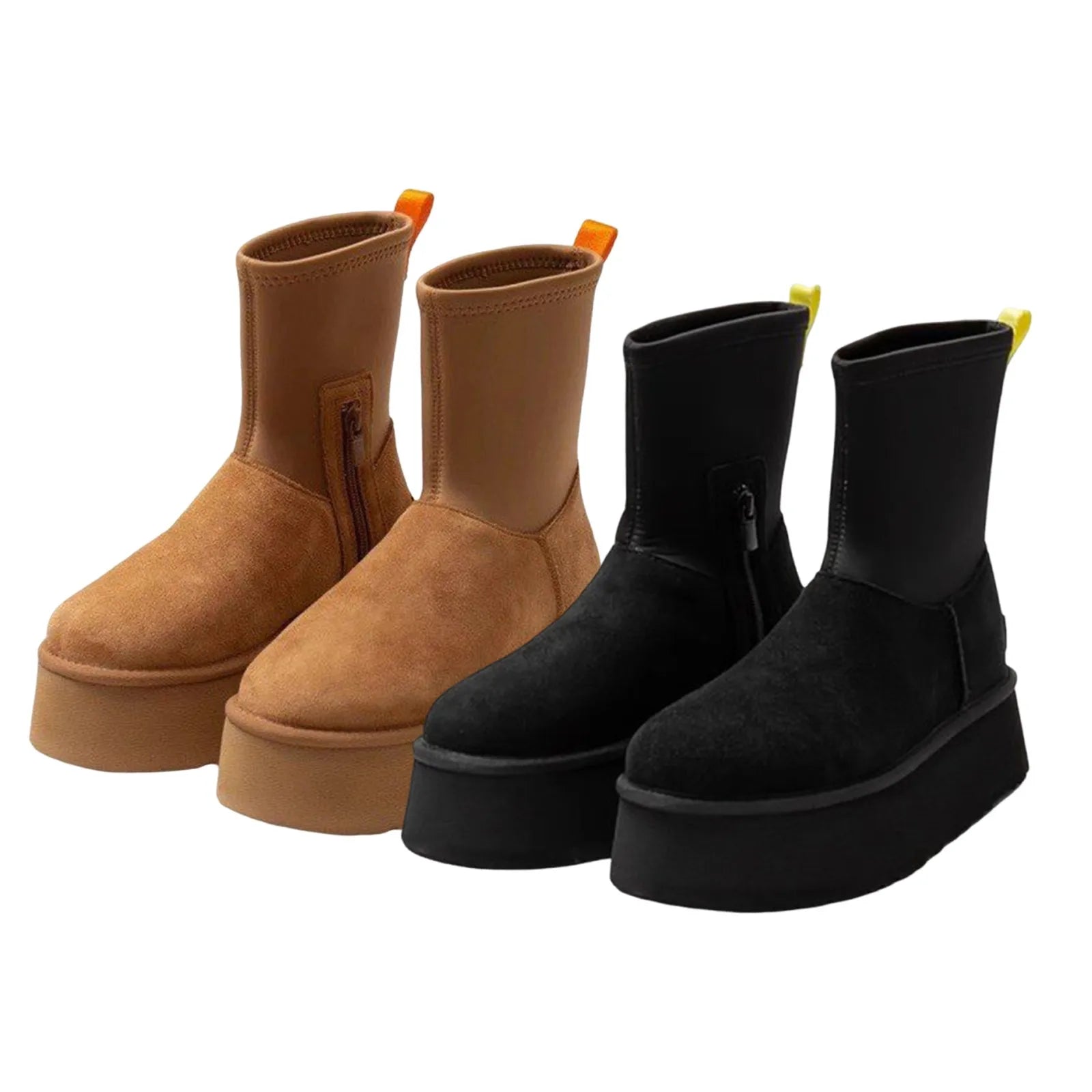 NOUVEAU RICHE Damen Schneestiefel Braun Wildleder Gothic-Stil Damen