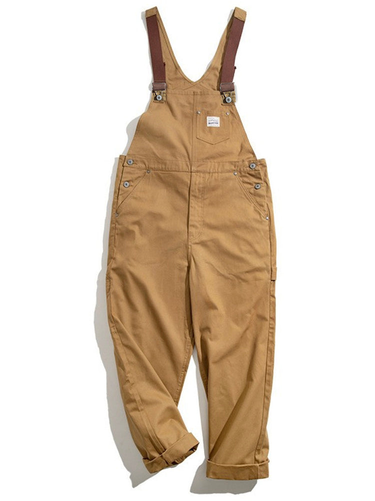NOUVEAU RICHE Brauner Canvas Latzanzug Mit Entenbrust Für Herren Vintage Stil Verstellbare Träger Unisex Gärtner Landwirte Tischler Overall Mit Taschen Und Werkzeugschlaufe Braun