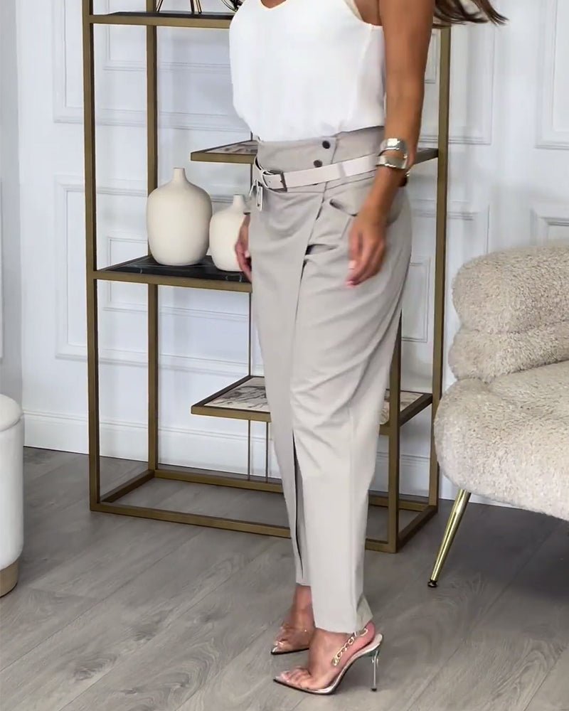 NOUVEAU RICHE Patchworkhose Mit Gürtel Locker Bequem Und Vielseitig