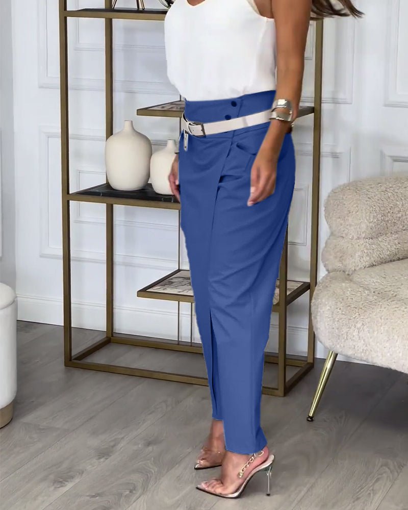 NOUVEAU RICHE Patchworkhose Mit Gürtel Locker Bequem Und Vielseitig
