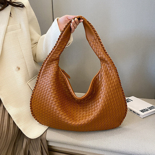 NOUVEAU RICHE Damen Handgewebte Tasche – Strapazierfähige Stilvolle Tasche mit Geräumigem Innenraum Braun Einheitsgröße