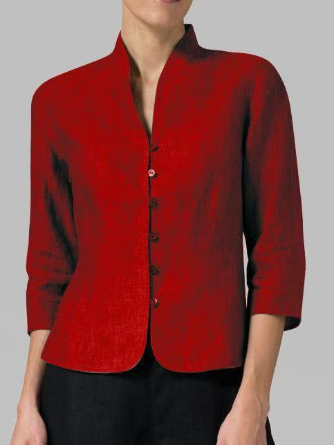 NOUVEAU RICHE Nara | Vintage-Langarmbluse für Damen – Architektonische Retro-Konstruktion & Kopenhagener Vintage-Eleganz Rot