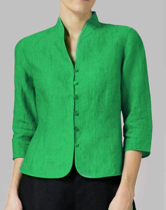 NOUVEAU RICHE Nara | Vintage-Langarmbluse für Damen – Architektonische Retro-Konstruktion & Kopenhagener Vintage-Eleganz Grün