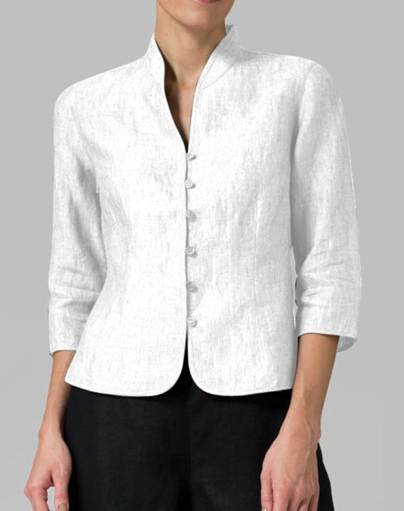 NOUVEAU RICHE Nara | Vintage-Langarmbluse für Damen – Architektonische Retro-Konstruktion & Kopenhagener Vintage-Eleganz Weiß
